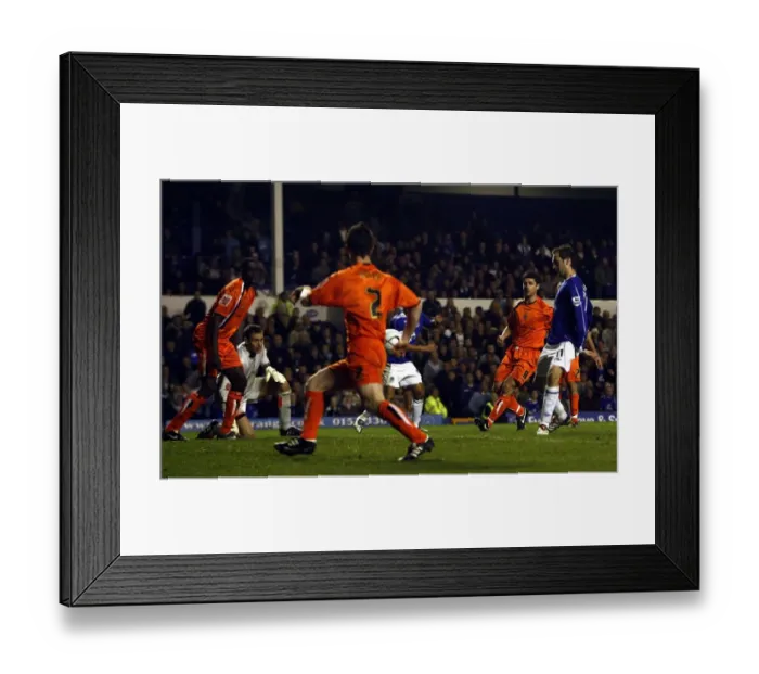 Framed Print : Football - Everton v Luton Town -Goodison Park - 24 / 10 / 06 Evertons James McFadden scores the third goal against Framed Print : Football - Everton v Luton Town -Goodison Park - 24 / 10 / 06 Evertons James McFadden scores the third goal against