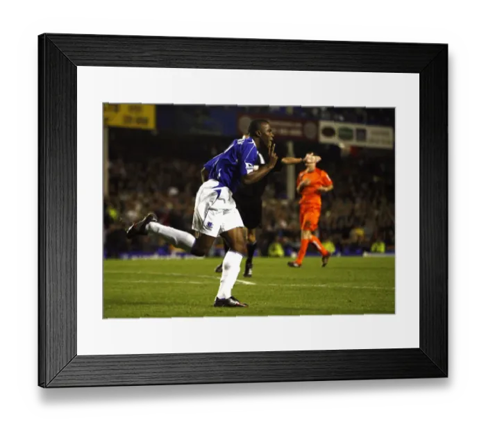 Framed Print : Everton's Victor Anichebe Nets His Fourth Goal Against Luton Town at Goodison Park (2006) Framed Print : Everton's Victor Anichebe Nets His Fourth Goal Against Luton Town at Goodison Park (2006)