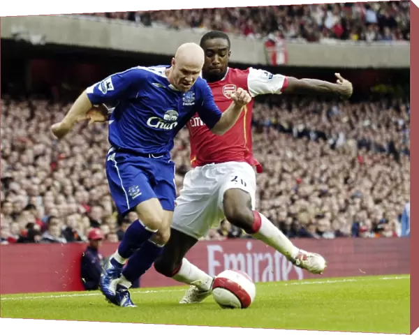 Arsenal v Everton 28  /  10  /  06 Arsenals Johan Djourou and Evertons Andy Johnson
