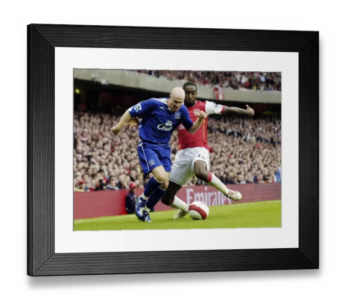 Framed Print : Arsenal v Everton 28 / 10 / 06 Arsenals Johan Djourou and Evertons Andy Johnson Framed Print : Arsenal v Everton 28 / 10 / 06 Arsenals Johan Djourou and Evertons Andy Johnson