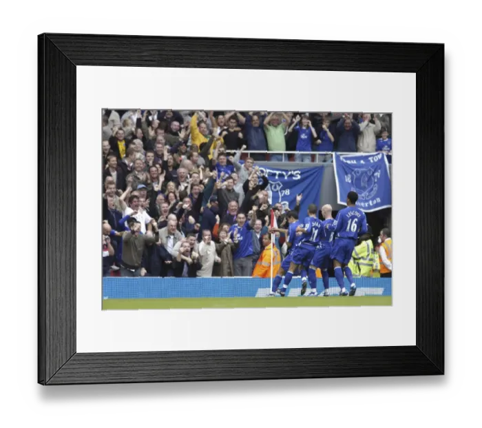 Framed Print : Arsenal v Everton - 06 / 07 - 28 / 10 / 06 Tim Cahill celebrates scoring the first goal for Everton with team Framed Print : Arsenal v Everton - 06 / 07 - 28 / 10 / 06 Tim Cahill celebrates scoring the first goal for Everton with team