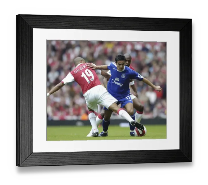 Framed Print : Arsenal v Everton Arsenals Gilberto Silva and Evertons Tim Cahill in action Framed Print : Arsenal v Everton Arsenals Gilberto Silva and Evertons Tim Cahill in action
