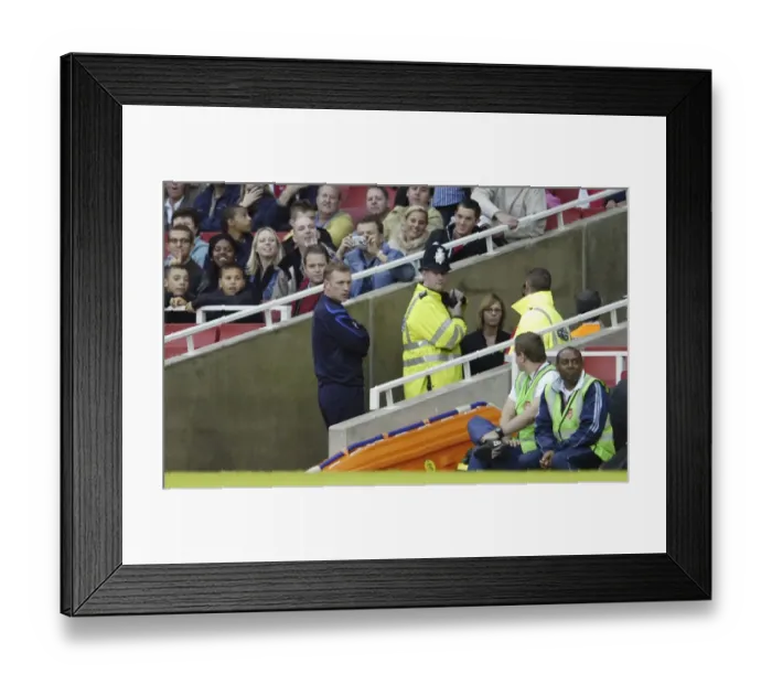 Framed Print : Arsenal v Everton Everton manager David Moyes is led away by police after being sent off by referee Mike Framed Print : Arsenal v Everton Everton manager David Moyes is led away by police after being sent off by referee Mike