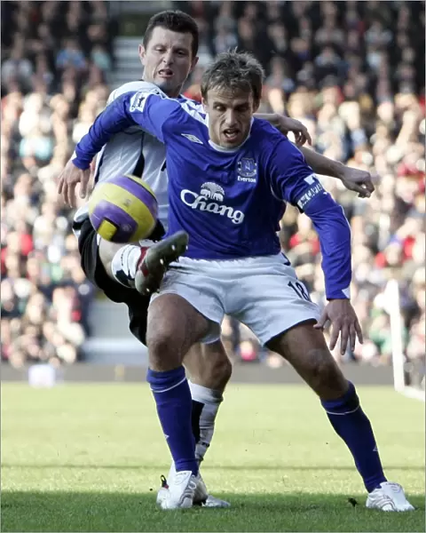 Fulham v Everton 4  /  11  /  06 Evertons Phil Neville in action against Fulhams Tomasz Radzinski