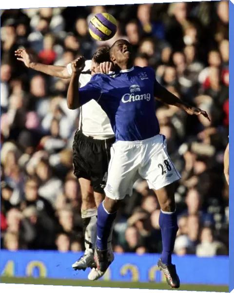 Fulham v Everton - 4  /  11  /  06 Evertons Victor Anichebe in action against Fulhams Franck Queudrue