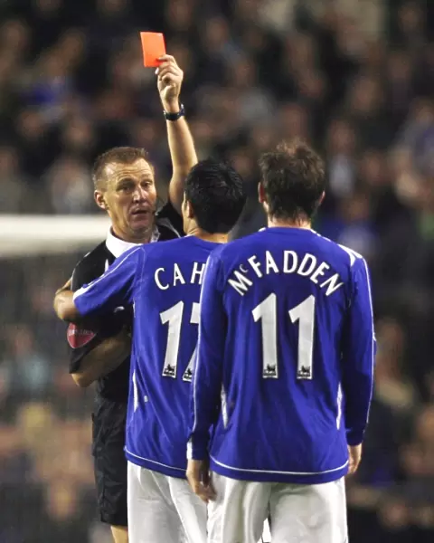 Everton v Arsenal Carling Cup Fourth Round Evertons James McFadden is sent off by Referee Graham