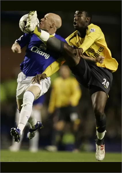 Everton v Arsenal Carling Cup Fourth Round Evertons Andy Johnson in action against Johan Djourou