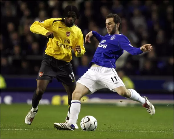 Everton v Arsenal Carling Cup Fourth Round James McFadden in action against Alexandre Song