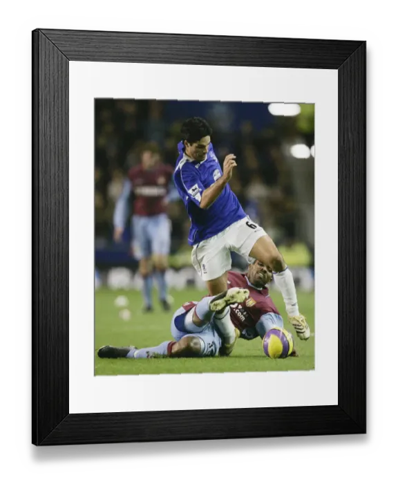 Framed Print : Evertons Mikel Arteta and Aston Villas Didier Agathe Framed Print : Evertons Mikel Arteta and Aston Villas Didier Agathe
