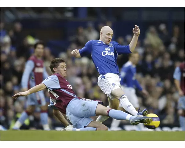 Everton v Aston Villa - Evertons Andrew Johnson and Aston Villas Gary Cahill