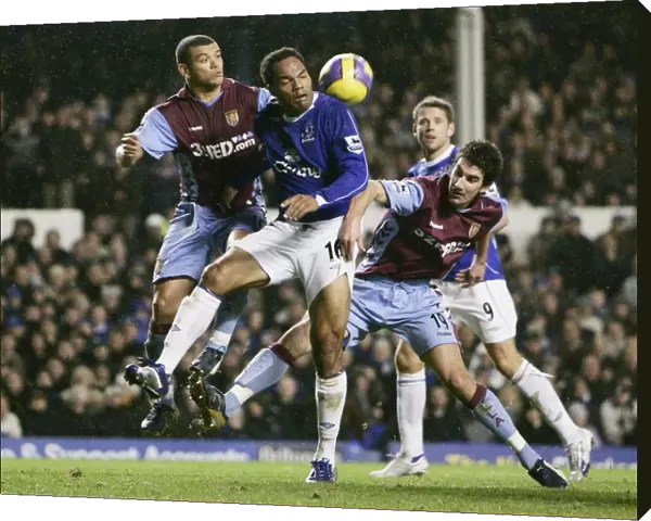 Everton v Aston Villa Joleon Lescott in action with Aston Villas Wilfred Bouma