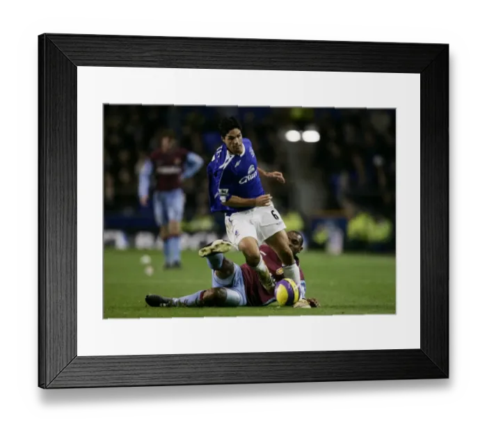 Framed Print : Mikel Arteta in Action: Everton vs. Aston Villa, FA Barclays Premiership, Goodison Park, November 2006