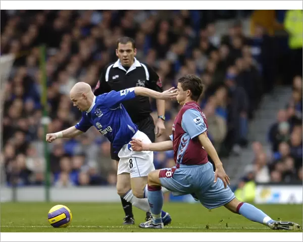 Everton v Aston Villa Andrew Johnson - Everton in action against Gary Cahill