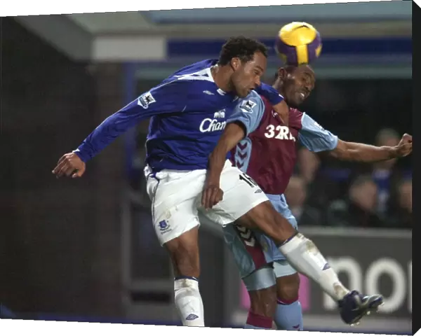Everton v Aston Villa Park - Joleon Lescott and Didier Agathe - Aston Villa