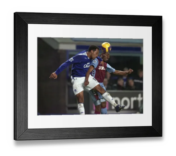Framed Print : Everton v Aston Villa Park - Joleon Lescott and Didier Agathe - Aston Villa