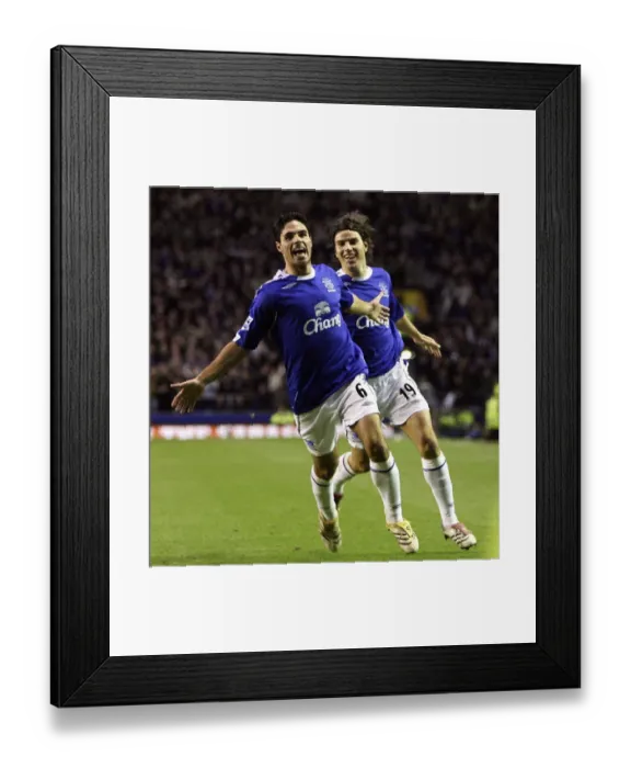 Framed Print : Everton v Bolton Wanderers - Mikel Arteta celebrates after scoring the only goal of the game Framed Print : Everton v Bolton Wanderers - Mikel Arteta celebrates after scoring the only goal of the game