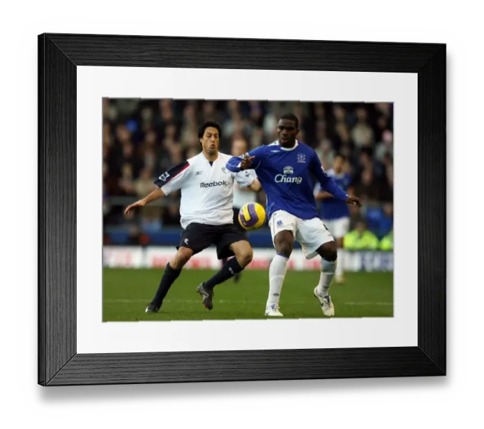 Framed Print : Idan Tal vs Joseph Yobo: A Battle at Goodison Park - Everton vs Bolton Wanderers, FA Barclays Premiership (18 / 11 / 06)