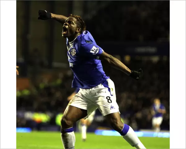 Everton's Louis Saha: Celebrating Glory at Goodison Park Against Chelsea