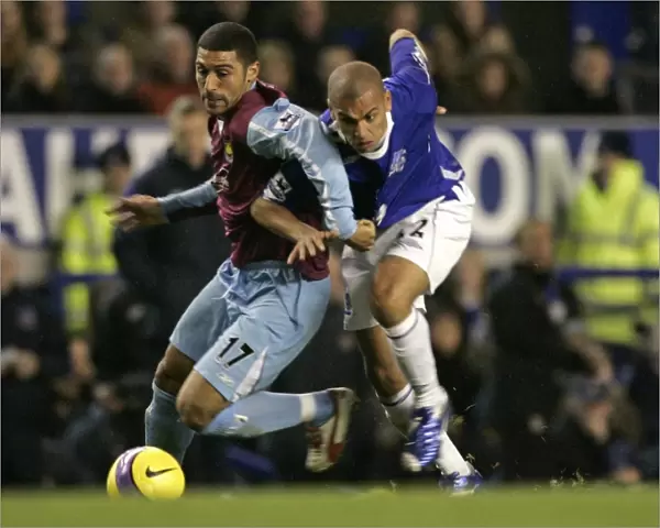 Intense Rivalry: Vaughan vs Mullins Battle for Ball - Everton vs West Ham United