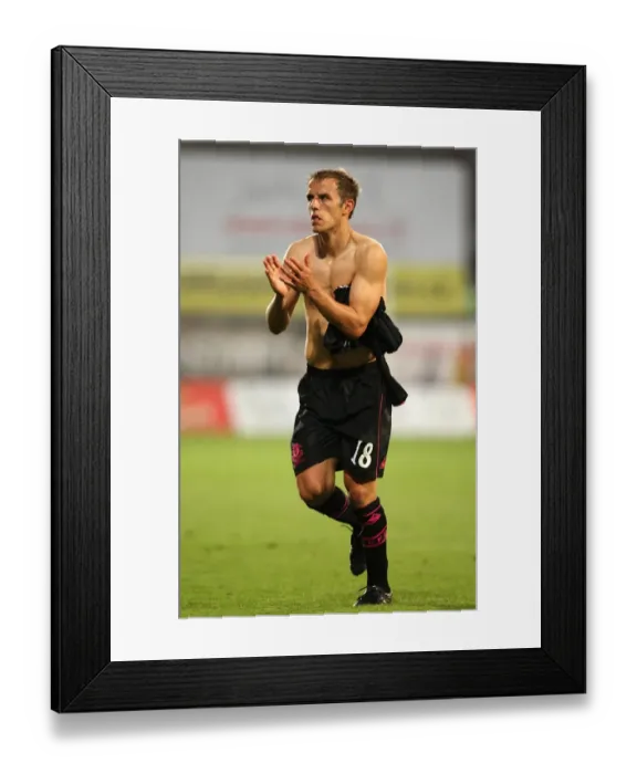 Framed Print : Phil Neville's Emotional Europa League Triumph with Everton: Celebrating Victory at Andruv Stadion