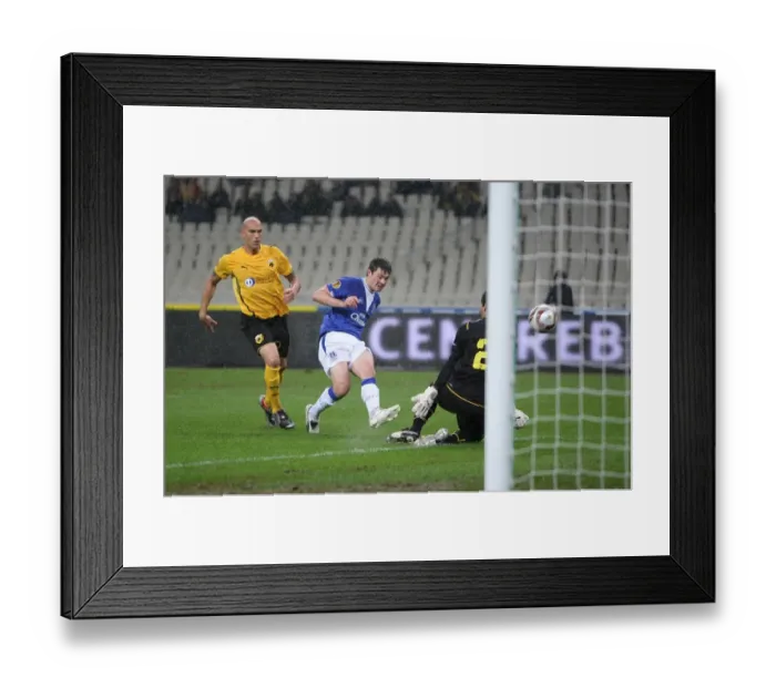 Framed Print : Everton's Europa League Triumph: Diniyar Bilyaletdinov Scores the Opening Goal vs. AEK Athens at Olympic Stadium Framed Print : Everton's Europa League Triumph: Diniyar Bilyaletdinov Scores the Opening Goal vs. AEK Athens at Olympic Stadium