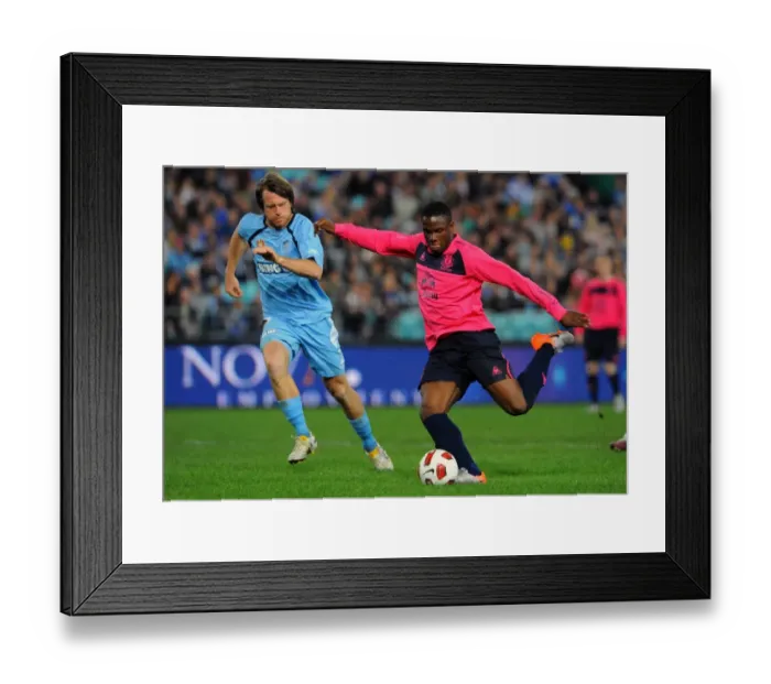 Framed Print : Anichebe Scores Opening Goal: Everton's Victory at ANZ Stadium vs Sydney FC (Pre-Season Friendly) Framed Print : Anichebe Scores Opening Goal: Everton's Victory at ANZ Stadium vs Sydney FC (Pre-Season Friendly)