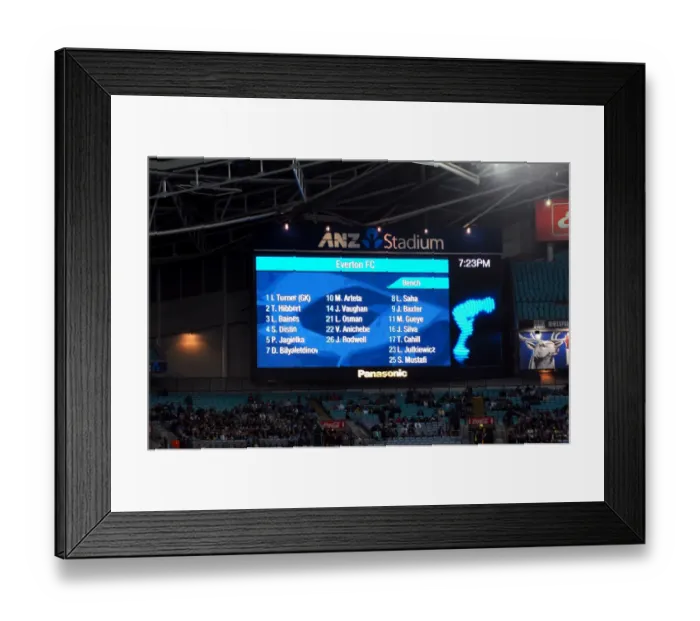 Framed Print : Everton FC vs Sydney FC: Pre-Season Friendly at ANZ Stadium - Scoreboard Framed Print : Everton FC vs Sydney FC: Pre-Season Friendly at ANZ Stadium - Scoreboard