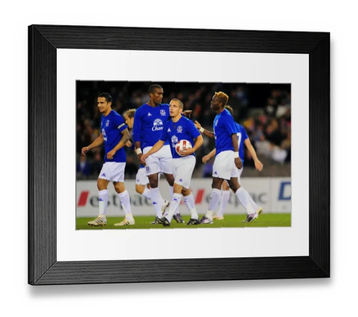 Framed Print : Everton's Louis Saha: Celebrating a Goal in Melbourne Heart Pre-Season Friendly at Etihad Stadium Framed Print : Everton's Louis Saha: Celebrating a Goal in Melbourne Heart Pre-Season Friendly at Etihad Stadium