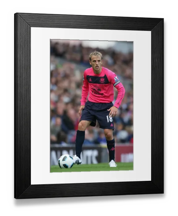 Framed Print : Phil Neville in Action: Everton vs. Blackburn Rovers, 2010-2011 Premier League Season (August 14th, Ewood Park)