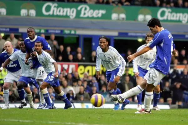 Everton v Chelsea Mikel Arteta scores the first goal for Everton from a penalty