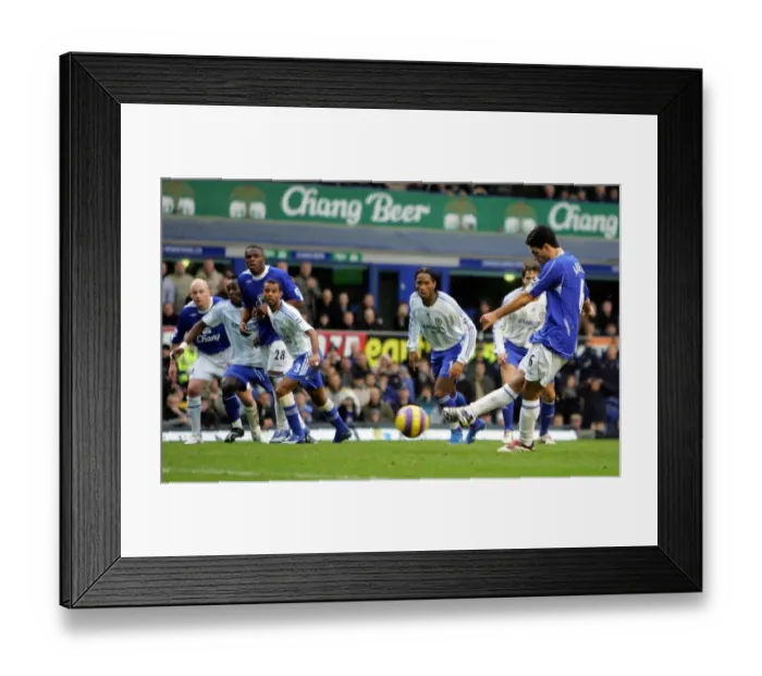 Framed Print : Everton v Chelsea Mikel Arteta scores the first goal for Everton from a penalty Framed Print : Everton v Chelsea Mikel Arteta scores the first goal for Everton from a penalty