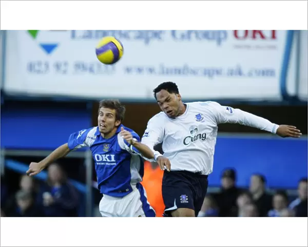 Portsmouth v Everton Gary O Neil in action against Evertons Joleon Lescott