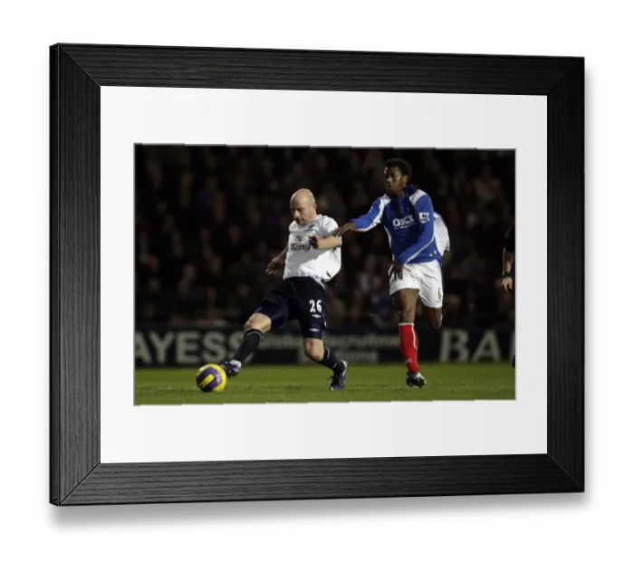 Framed Print : Portsmouth v Everton Portsmouths Manuel Fernandes in action against Lee Carsley Framed Print : Portsmouth v Everton Portsmouths Manuel Fernandes in action against Lee Carsley