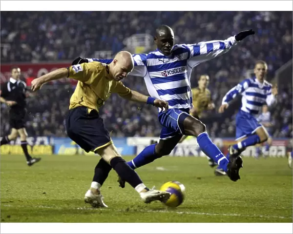 Reading v Everton Andrew Johnson of Everton in action with Ibrahima Sonko of Reading
