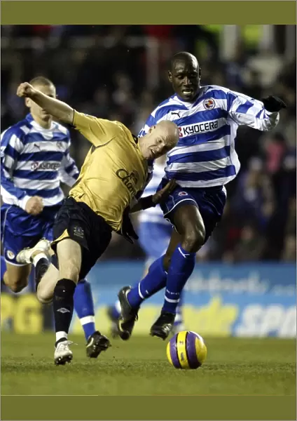 Reading v Everton Andy Johnson of Everton in action with Ibrahima Sonko of Reading