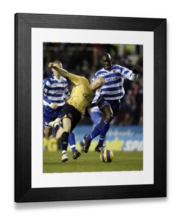 Framed Print : Reading v Everton Andy Johnson of Everton in action with Ibrahima Sonko of Reading Framed Print : Reading v Everton Andy Johnson of Everton in action with Ibrahima Sonko of Reading
