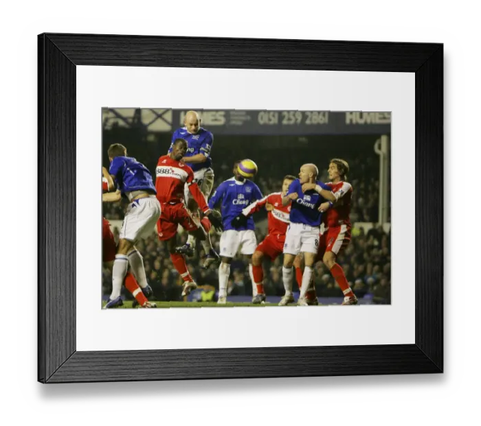 Framed Print : Everton v Middlesbrough Evertons Lee Carsley has a header on goal Framed Print : Everton v Middlesbrough Evertons Lee Carsley has a header on goal
