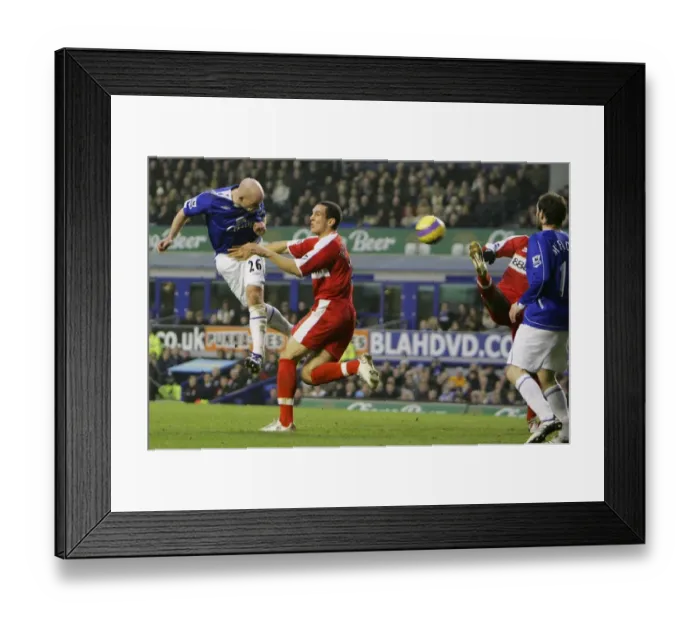 Framed Print : Everton v Middlesbrough Lee Carsley has a header on goal