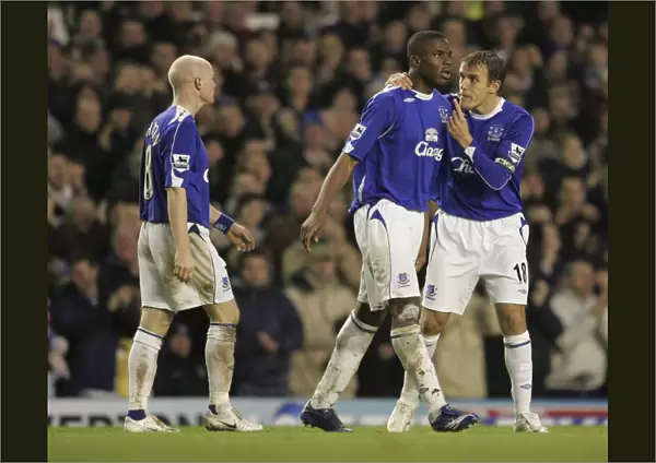 Everton's Victor Anichebe Scores and Celebrates Double with Captain Neville (Everton vs Newcastle United)