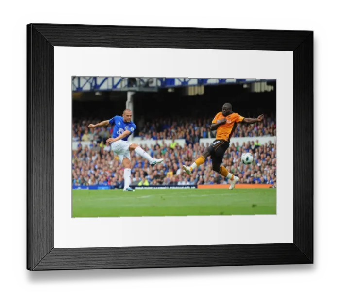 Framed Print : Heitinga's Strike at Goodison Park: Everton vs. Wolverhampton Wanderers, Barclays Premier League Framed Print : Heitinga's Strike at Goodison Park: Everton vs. Wolverhampton Wanderers, Barclays Premier League