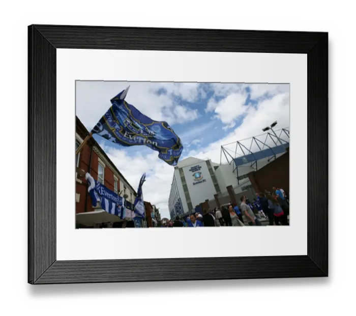 Framed Print : Premier League Showdown: Everton vs. Wolverhampton Wanderers at Goodison Park (2010) - Excitement Builds Outside the Ground Framed Print : Premier League Showdown: Everton vs. Wolverhampton Wanderers at Goodison Park (2010) - Excitement Builds Outside the Ground