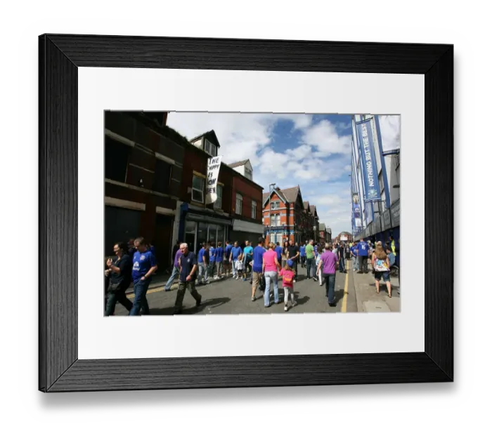 Framed Print : Everton FC: Thrilled Fans Gathering Outside Goodison Park Ahead of Everton vs. Wolverhampton Wanderers (Premier League 2010) Framed Print : Everton FC: Thrilled Fans Gathering Outside Goodison Park Ahead of Everton vs. Wolverhampton Wanderers (Premier League 2010)