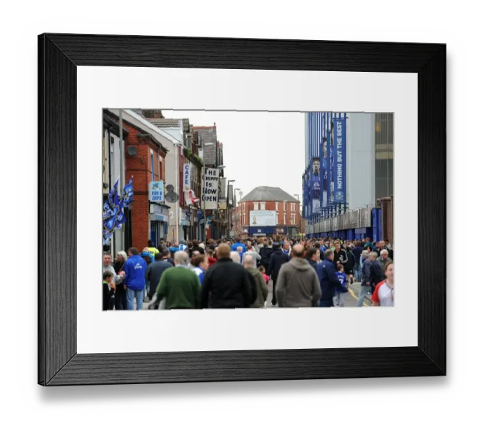 Framed Print : Thrilled Everton FC Fans Gathering Outside Goodison Park Before Everton vs. Huddersfield Town Carling Cup Match (2010) Framed Print : Thrilled Everton FC Fans Gathering Outside Goodison Park Before Everton vs. Huddersfield Town Carling Cup Match (2010)