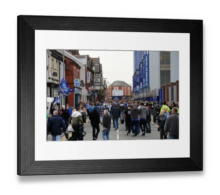 Framed Print : Thrilled Everton Fans Gathering Outside Goodison Park before Everton vs. Huddersfield Town (2010 Carling Cup Match) Framed Print : Thrilled Everton Fans Gathering Outside Goodison Park before Everton vs. Huddersfield Town (2010 Carling Cup Match)