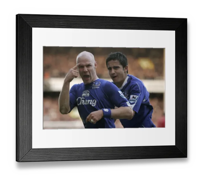 Framed Print : Evertons Johnson celebrates with Cahill after scoring during their English Premier League soccer ma Framed Print : Evertons Johnson celebrates with Cahill after scoring during their English Premier League soccer ma