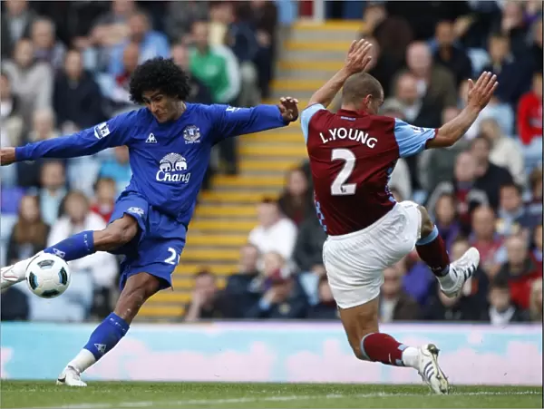 Intense Soccer Rivalry: Fellaini vs. Young Showdown - Aston Villa vs. Everton, Barclays Premier League (2010)