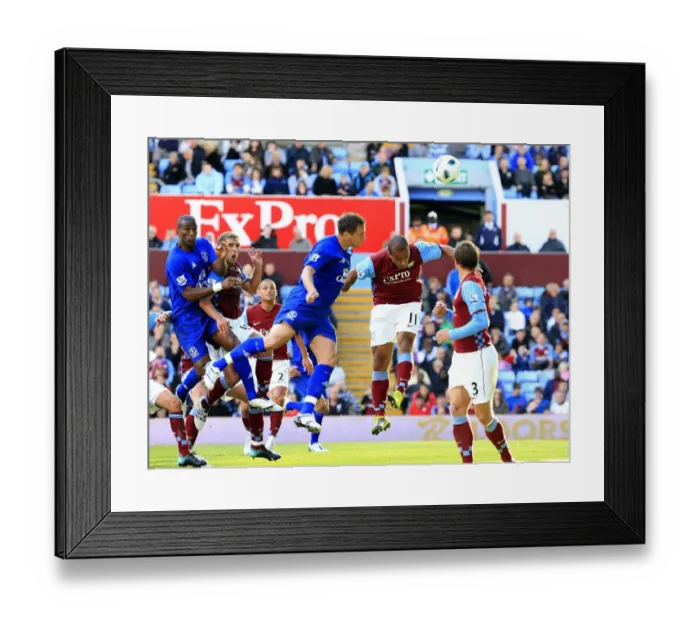 Framed Print : Last-Minute Thriller: Jagielka's Dramatic Header Saves a Point for Everton at Villa Park (2010, Barclays Premier League) Framed Print : Last-Minute Thriller: Jagielka's Dramatic Header Saves a Point for Everton at Villa Park (2010, Barclays Premier League)