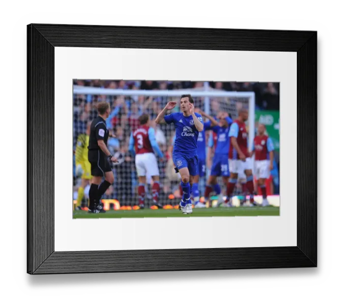 Framed Print : Leighton Baines Disappointed Reaction to Missed Goal Opportunity: Aston Villa vs. Everton (2010, Barclays Premier League) Framed Print : Leighton Baines Disappointed Reaction to Missed Goal Opportunity: Aston Villa vs. Everton (2010, Barclays Premier League)