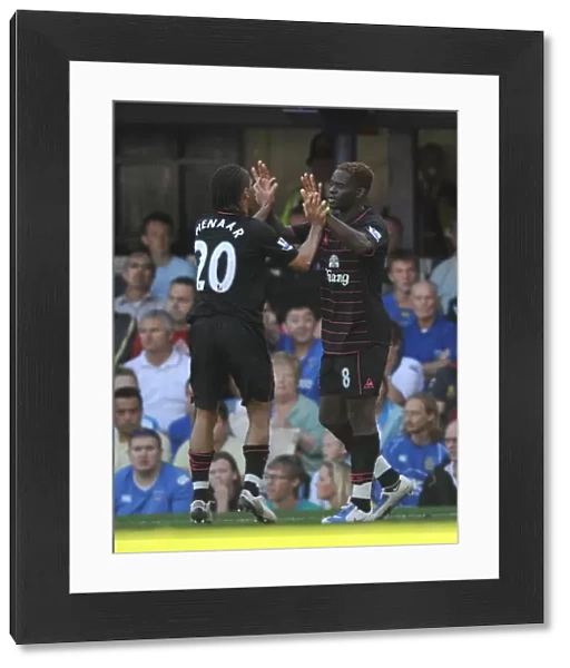 Everton's Saha and Pienaar: Unforgettable Celebration of Their First Goal Together Against Portsmouth in the Premier League