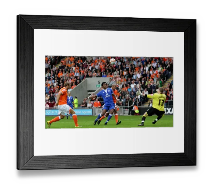 Framed Print : Frustration for Everton's Jo as Shot Sails Over the Bar vs Blackpool Framed Print : Frustration for Everton's Jo as Shot Sails Over the Bar vs Blackpool